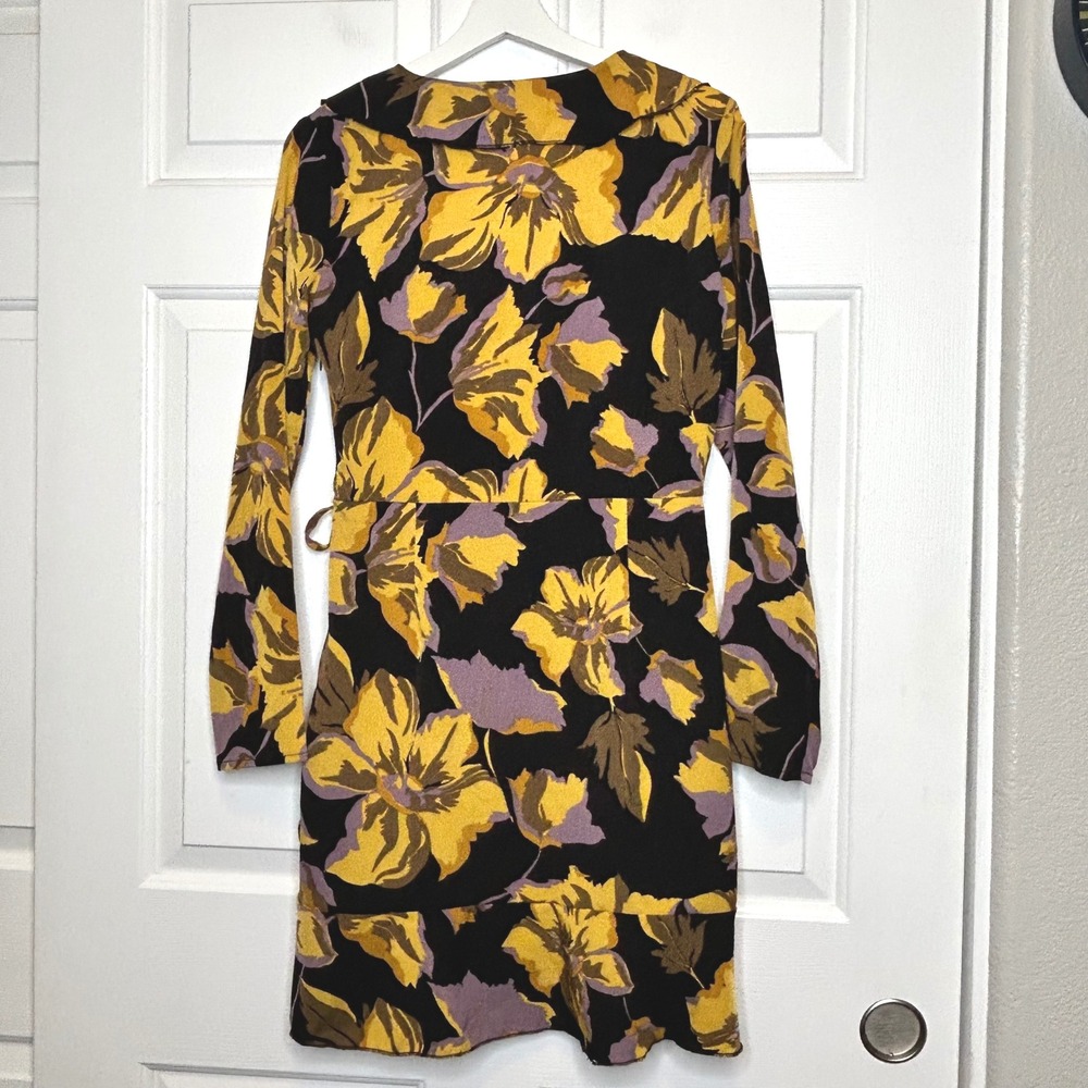 PARISIAN Women Floral Print Faux Wrap Ruffle Long Sleeve Mini Dress Size 8 - Picture 6 of 8